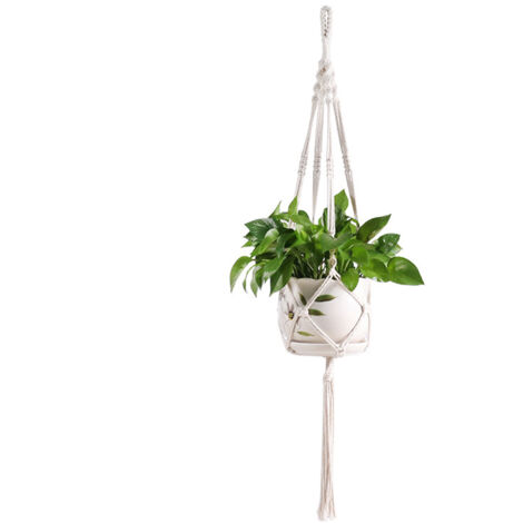 Porte-pot en macramé, suspension pour plantes, panier suspendu en corde de jute tressée, artisanat (1/5)