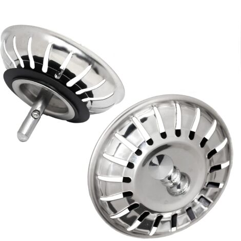 Lot de 2 bouchons d'évier 78 mm - Acier inoxydable 304 avec filtre intégré. Crépine idéale pour une vidange efficace et anti-obstruction. Ne bouche pas et ne déborde pas. (1/5)