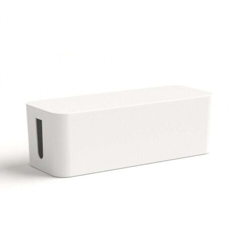 Boîte de rangement pour câbles (pour chargeurs et multiprises, 40 x 15,5 x 13,5 cm, pieds en caoutchouc) Blanche (1/5)