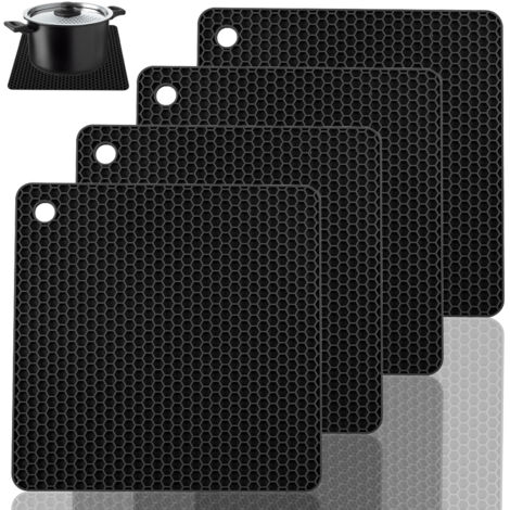 Dessous de plat en silicone AVANA (lot de 4) - Dessous de plat haut de gamme - Multifonctionnels - Résistants à la chaleur - Lavables au lave-vaisselle - Antidérapants - Motif nid d'abeille (2 ronds, (1/5)