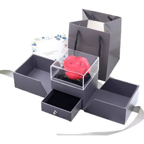 Coffret cadeau Rose Éternelle, magnifique boîte à bijoux, boîte à roses pour femme, cadeau d'anniversaire ou d'anniversaire de mariage (1/5)