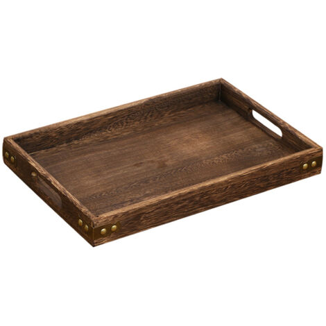Plateau à thé au charbon de bois pour thé infusé, pain aux fruits, en-cas, fruits secs, plateau de rangement en bois de tung (1/5)