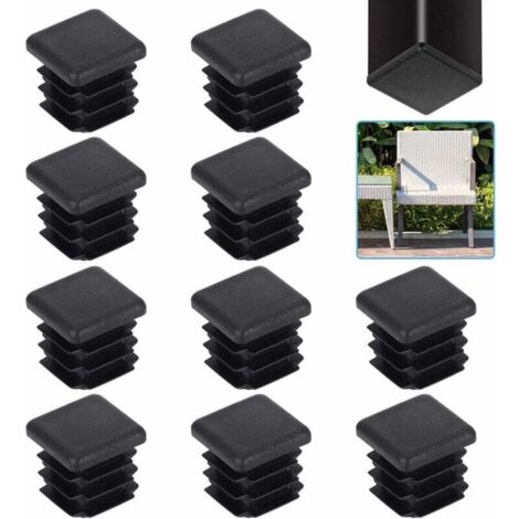 Bouchon carré pour tube 20x20mm noir, embout en plastique, bouchon à latte carrée, embout solide pour pied de chaise ou de table, compatible avec meubles, armoires et chaises (20 pièces) - Macaron (1/5)