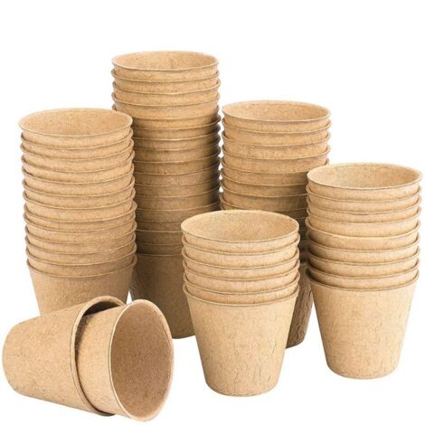 Gobelets de semis en pulpe - 50 pièces - Grand format 8 x 8 cm - Gobelets de semis en pulpe - 50 pièces - Grand format 8 x 8 cm (1/5)