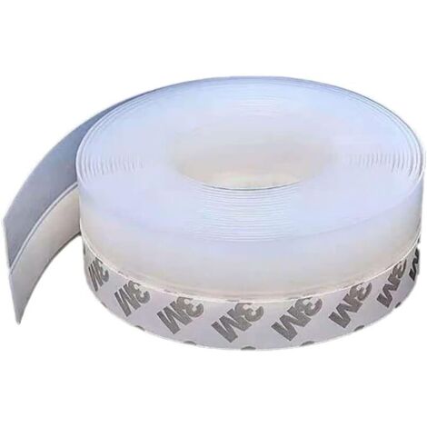 Bande d'étanchéité en silicone, 5 m (16,5 pi) de long, transparente et auto-adhésive, pour portes et fenêtres, compatible avec la plupart des ouvertures (largeur : 25 mm). (1/5)