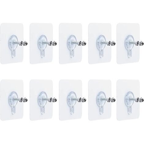 Lot de 10 vis adhésives pour fixation murale, clous et crochets auto-adhésifs pour la cuisine, la salle de bain, la chambre et le salon. (1/5)