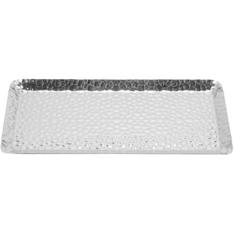 Plateau à dessert multifonctionnel en acier inoxydable martelé, 25 x 11 cm, compatible lave-vaisselle, pour la maison et le restaurant. (1/5)