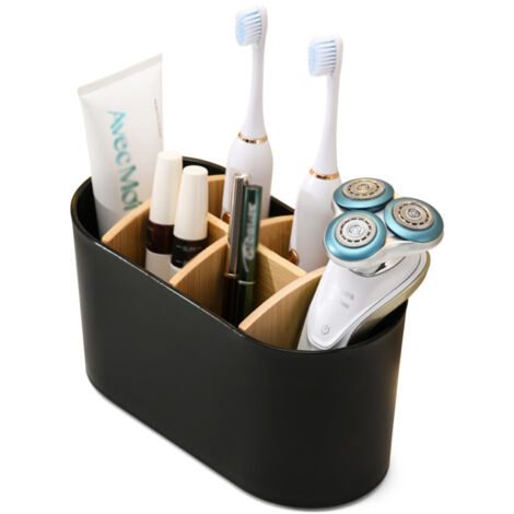 1 porte-brosse à dents avec séparateurs en bambou pour salle de bain - 1 porte-brosse à dents avec séparateurs en bambou pour salle de bain (1/5)