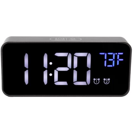 Réveil numérique LED avec thermomètre et fonction snooze, chargement USB, décoration pour chambre ou bureau (1/5)