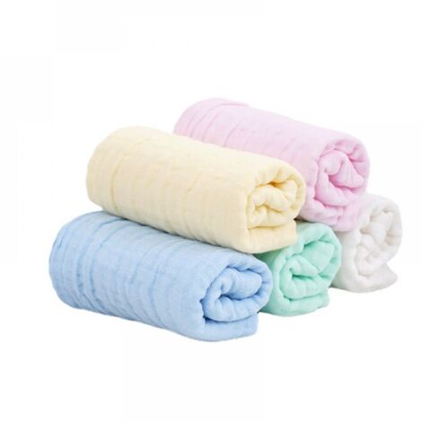 Lot de 10 débarbouillettes en mousseline pour bébé, serviettes pour bébé 30 x 30 cm (1/5)