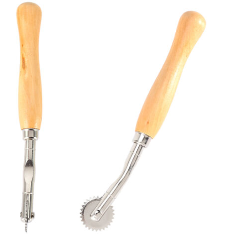 Nouvelle arrivée : roulette à tracer dentelée en acier inoxydable, outil de couture pratique avec manche en bois. (1/5)