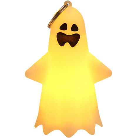 Décorations d'Halloween d'intérieur : fantôme lumineux en tissu blanc, lampe de table effrayante en plastique pour la maison, la cuisine, le bureau ou la cheminée. (1/5)