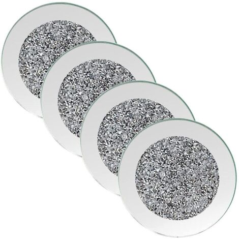 Lot de 4 dessous de verre miroir 10 x 10 cm, idéal pour décorer la table d'un restaurant, d'une cuisine, d'un bar ou d'une salle à manger. (1/5)