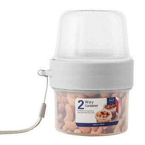 Grand récipient double pour salade, scelleuse pour pots de yaourt, fermeture hermétique, double récipient avec cordon (150 ml + 150 ml) (1/5)
