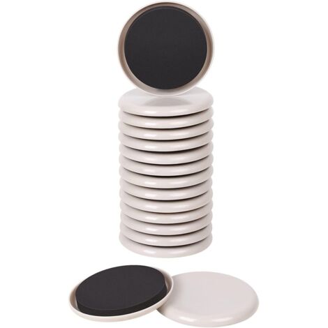 Lot de 16 patins de meubles réutilisables pour déplacer des meubles lourds - 8,9 cm - Protègent les sols et les tapis (ronds, beiges) (1/5)