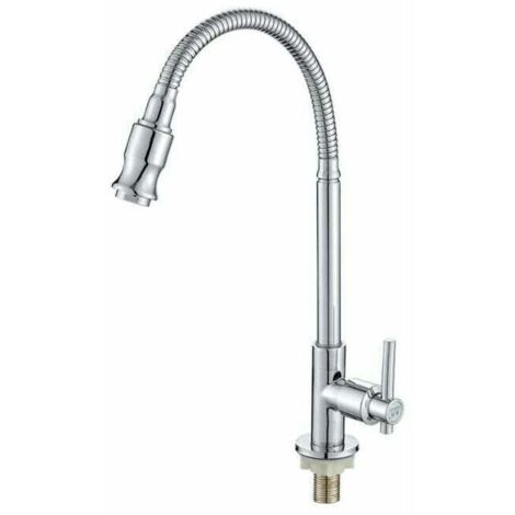 Robinet de cuisine extérieur pivotant à 360°, monotrou, à poignée unique, eau froide. Robinet de buanderie, robinet de cuisine simple, eau froide, bac à légumes, évier vertical, cuve en cuivre. (1/5)