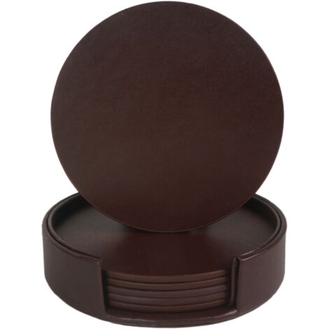 Dessous de verre en cuir pour protéger votre table ou bureau des éclaboussures. Dessous de verre en cuir durable et antidérapant, compatible avec les surfaces courantes. (1/5)