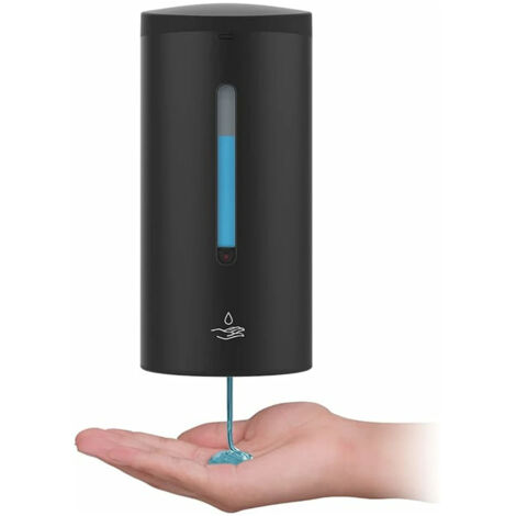 Distributeur de savon liquide automatique sans contact, en acier inoxydable, à fixation murale, pour salle de bain et cuisine, grande capacité 700 ml (24 oz), noir. (1/5)