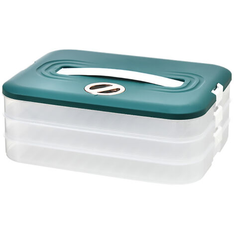 Étagère à aliments pour réfrigérateur, boîte de rangement pour raviolis, boîte de rangement empilable à 3 niveaux avec couvercle (1/5)