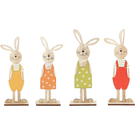 Décoration de Pâques en bois coloré, style nordique, lapin décoratif pour la maison, produits en bois (1/5)