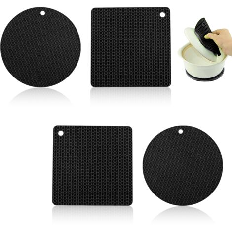 Dessous de plat en silicone AVANA (lot de 4) - Dessous de plat de qualité supérieure - Multifonctionnels - Résistants à la chaleur - Lavables au lave-vaisselle - Antidérapants - Motif nid d'abeille (2 (1/5)