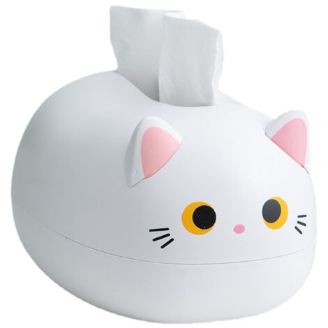 Boîte à mouchoirs en forme de chat de dessin animé, boîte de rangement pour papier toilette, boîte de rangement pour serviettes en papier, décoration intérieure (1/5)