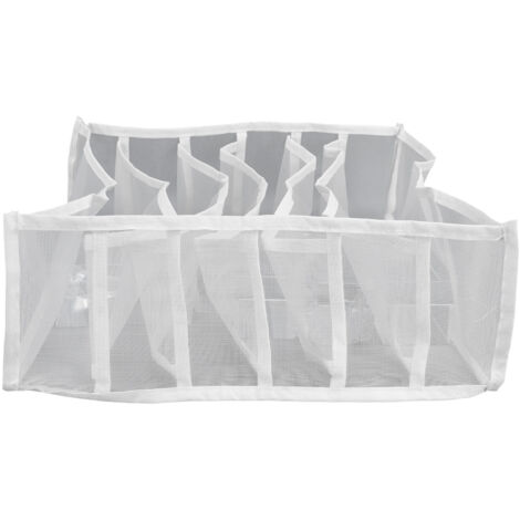 Boîte de rangement pour sous-vêtements, respirante et pliable, avec plusieurs compartiments, idéale pour les soutiens-gorge et les chaussettes (6 compartiments). (1/5)