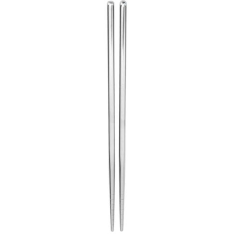 Lot de 2 baguettes en acier inoxydable ultra-légères, de longueur standard, pour riz, nouilles et sushis, réutilisables. (1/5)
