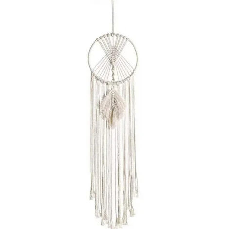 Grand attrape-rêves bohème en macramé, tissé en coton, à suspendre au mur pour la décoration de mariage (1/5)