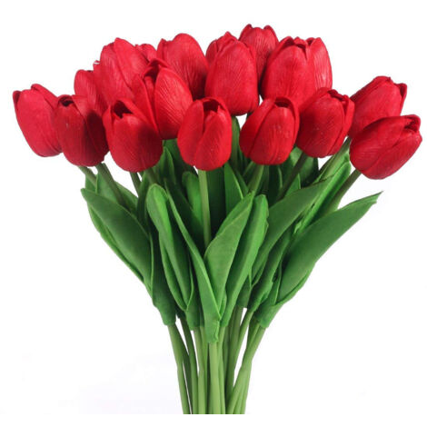 Lot de 10 tulipes artificielles pour la décoration de bouquets de mariée - Lot de 10 tulipes artificielles pour la décoration de bouquets de mariée (1/5)