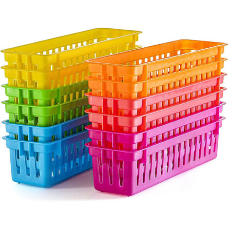 Organisateur de crayons pour salle de classe, panier à crayons ou panier à crayons de couleur assortis (lot de 12) (1/5)