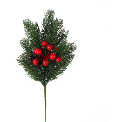 Décoration de Noël artificielle : branches de pin simulées, pendentif à suspendre pour sapin de Noël, baies artificielles pour couronne de Noël. (1/5)