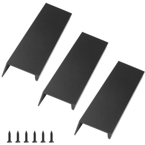 KLYNGTSK Lot de 4 poignées de porte invisibles, poignées de placard, poignées de meubles invisibles, poignées de cuisine modernes, poignée de tiroir en aluminium, noir, poignées invisibles pour armoir (1/5)