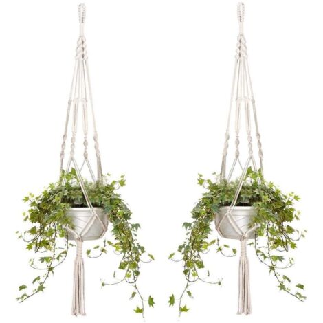 Bulbes de fleurs, lot de 2 bulbes de fleurs en macramé, suspension en corde de coton, 105 cm — HIKEREN (1/5)