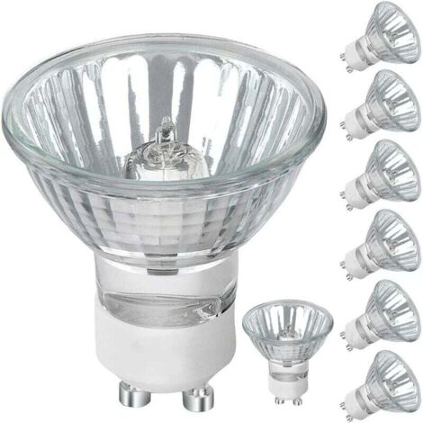 8 ampoules halogènes GU10, dimmables, 50 W, 230 V, 500 lm, blanc chaud 2700 K, pour éclairage de meubles et d'expositions. (1/5)