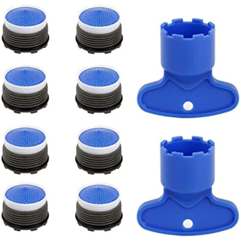 Aérateur de robinet M16 avec 2 clés, aérateur intégré pour robinet de cuisine et salle de bain, lot de 8, diamètre 16,5 mm (1/5)