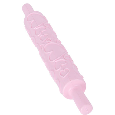 Rouleau à pâtisserie en plastique gaufré pour fondant, idéal pour décorer biscuits, gâteaux et pâtisseries (forme de cœur). (1/5)