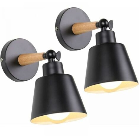 Lot de 2 appliques murales industrielles vintage, plafonniers E27, luminaires en métal réglables de style rétro pour chambre, cuisine, restaurant (sans interrupteur, noir) (1/5)