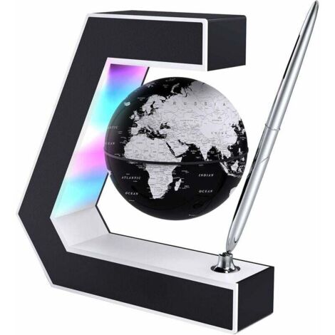 Globe flottant avec lumières LED - Globe magnétique flottant avec stylo, portable pour écrire sur un bureau, carte du monde pour la décoration de bureau (1/5)