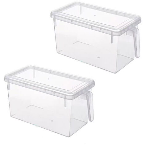 Lot de 2 organisateurs de réfrigérateur transparents avec couvercle pour conserver fruits et légumes frais. (1/5)