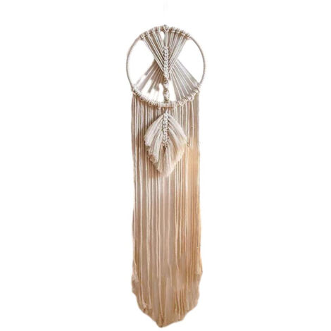 Tapisserie murale en macramé, attrape-rêves en forme de lune, tapisserie tissée, style bohème, décoration intérieure pour chambre d'enfant, ornements de mariage, cadeaux artisanaux (Lune, sans lumière (1/5)