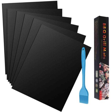 Lot de 6 tapis de cuisson antiadhésifs pour barbecue extérieur, réutilisables et ultra-résistants. Compatibles avec les barbecues à charbon, à gaz et électriques. Dimensions : 33 x 40 cm. Brosse à bar (1/5)