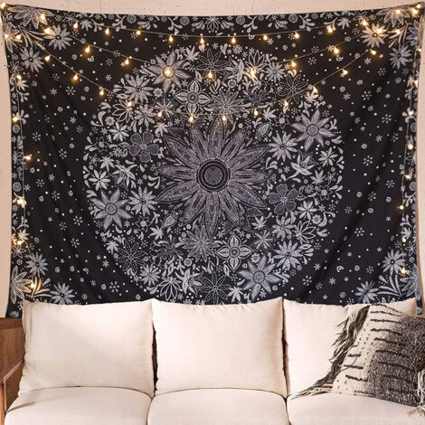 Tapisserie florale beige et blanche à pois et imprimé marguerites pour chambre à coucher (1/5)