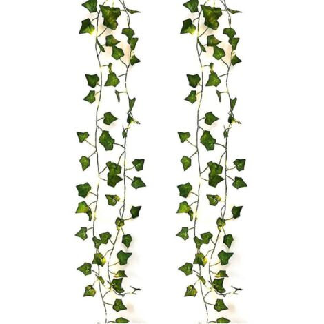 Lierre artificiel, [2 pièces] guirlande lumineuse de 2 m en forme de feuilles (1/5)