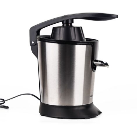 Presse-fruits électrique en acier inoxydable avec cônes, facile à utiliser grâce à son bouton unique, pour pamplemousses, oranges et citrons. (1/5)