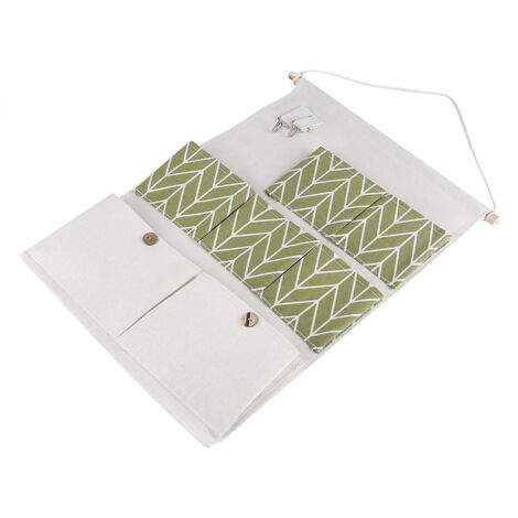 Sacs de rangement muraux en coton et lin à 7 poches, pochettes de porte, organisateur de chambre et de maison, vert (1/5)