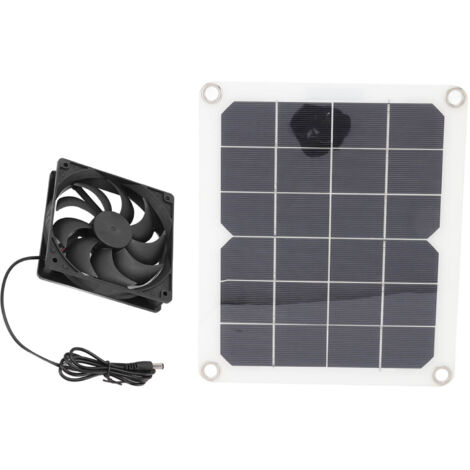 Kit de ventilateur solaire 10 W 6 V, 3 000 tr/min, en silicone et plastique, avec extracteur d'air portable pour serre ou animaux de compagnie. (1/5)