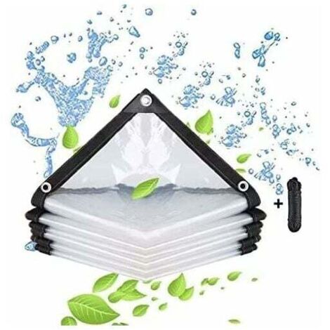Transparent waterproof tarpaulin with eyelets - for garden furniture - suitable for outdoors - rainproof - plant insulation - dustproof - with drawstring 2 x 3 m (1/5)