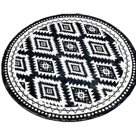 Tapis rond, doux et moelleux pour salon, dimensions : Ø 120 cm - Tapis rond, doux et moelleux pour salon, dimensions : Ø 120 cm (1/5)