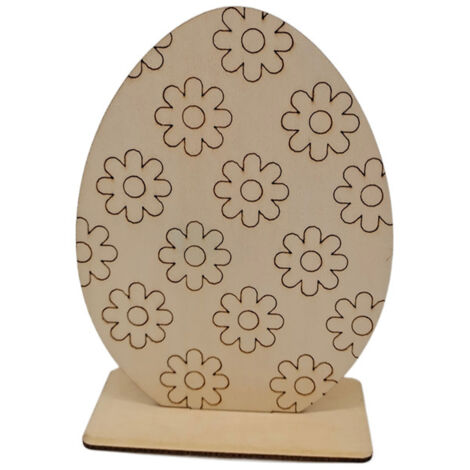 Ensemble de décorations de Pâques en bois, décoration intérieure à faire soi-même, support à œufs en forme de lapin graffiti, copeaux de bois (1/5)